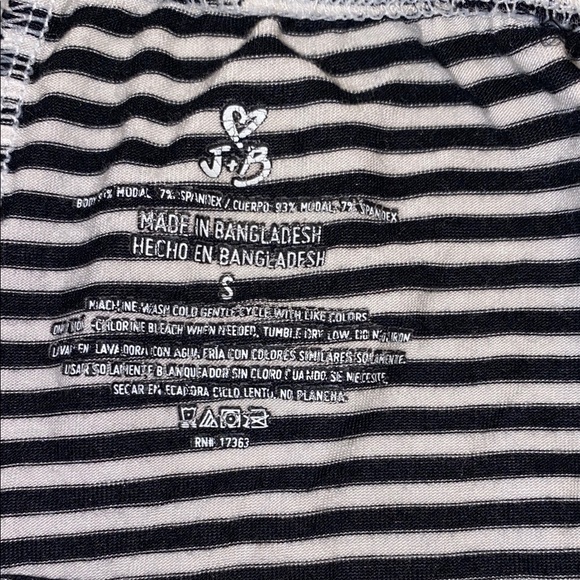 J+B Small Black White Stripe Pajamas Shorts Relaxed Fit Elastic Waistband - Picture 2 of 8